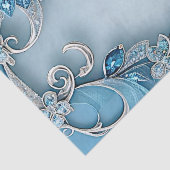 Papier de soie floral orné bleu (Détail)