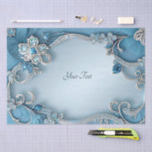 Papier de soie floral orné bleu (Artisanat)