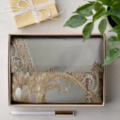 Papier de soie floral orné moderne doré (Cadeau)