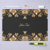 Papier de soie floral orné noir or (Artisanat)