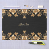 Papier de soie floral orné or noir (Artisanat)