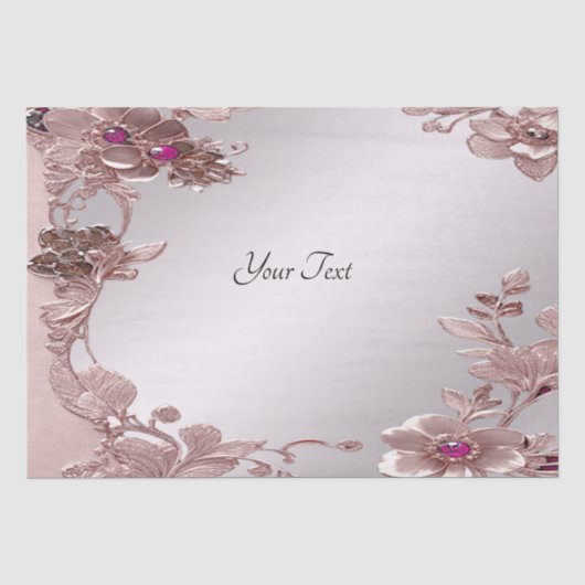 Papier de soie floral orné rose (Recto)