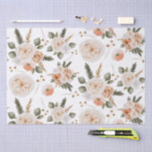 Papier de soie floral pêche  (Artisanat)