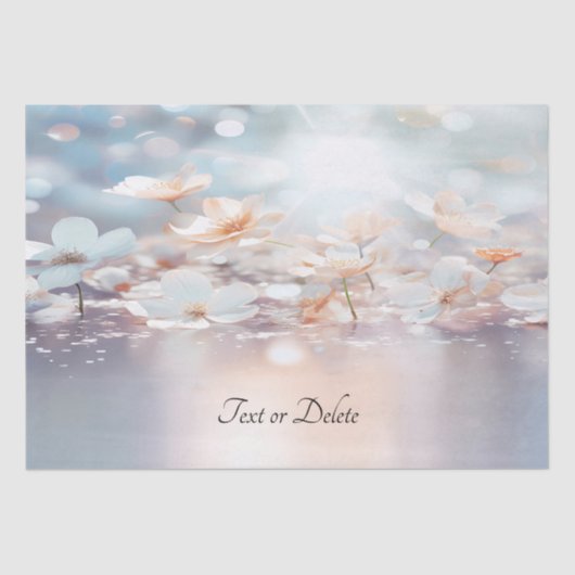 Papier de soie floral pêche blanche (Recto)