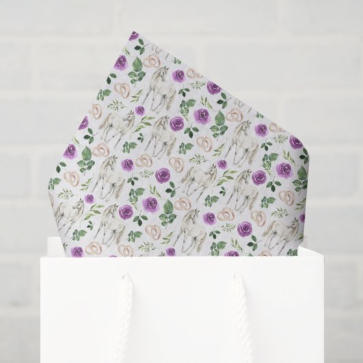 Papier de soie floral pourthèque rustique violet (Sac cadeau)