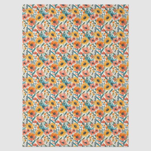 Papier de soie floral rétro Daisy (Recto)