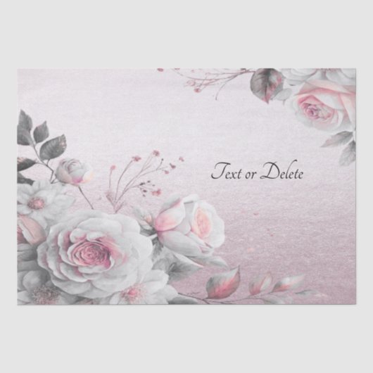 Papier de soie floral rose blanc (Recto)