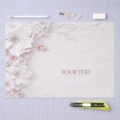 Papier de soie floral rose blush ivoire (Artisanat)