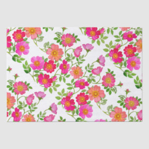 Papier de soie floral rose sauvage et bruyère