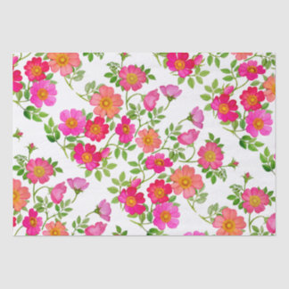 Papier de soie floral rose sauvage et bruyère