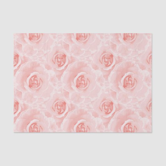 Papier de soie floral Roses rose pâle aquarelle (Recto)