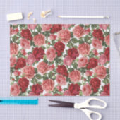 Papier de soie floral Roses rouges et roses (Artisanat)
