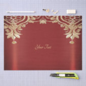 Papier de soie floral rouge or moderne (Artisanat)