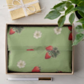 Papier de soie fraise sur vert mousse (Cadeau)