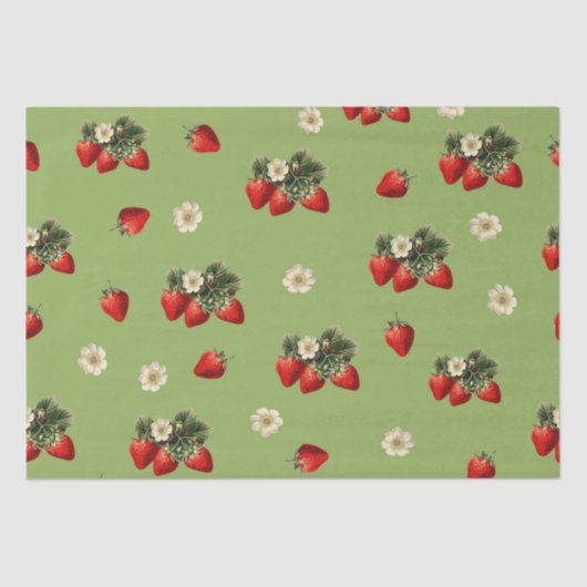 Papier de soie fraise sur vert mousse (Recto)