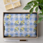 Papier de soie Gingham Bleu Fleur de Citron (Cadeau)