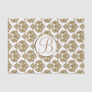 Papier de soie initiale lettre monogramme damassé 