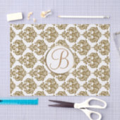 Papier de soie initiale lettre monogramme damassé  (Artisanat)