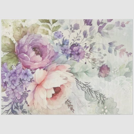 Papier de soie Mariage Pivoines Mauve Lilac Pourpr (Recto)