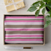 Papier de soie marron et rose rayé (Cadeau)