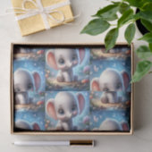 Papier de soie Mignon Eléphant Blanc Floral (Cadeau)