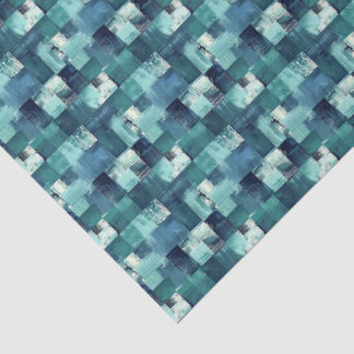 Papier de soie mosaïque peint bleu océan et sarcel