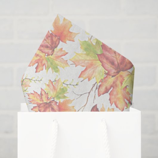 Papier de soie motif feuilles d'érable d'automne (Sac cadeau)