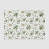 Papier de soie motif trèfle vert clair et crème (Recto)