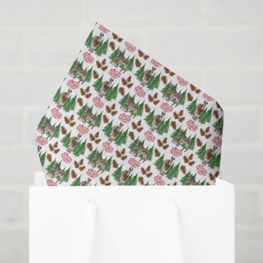 Papier de soie Noël Âne rustique (Sac cadeau)