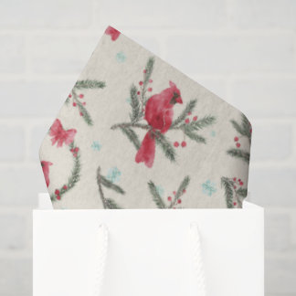 Papier de soie Noël Cardinal à l'aquarelle