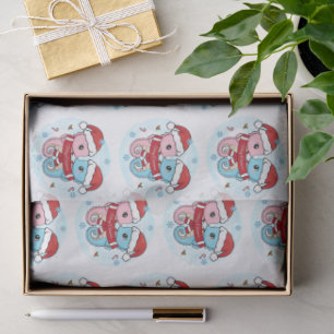 Papier de soie Noël de jolis hippocampes