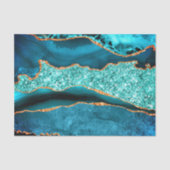 Papier de soie paillettes or bleu sarcelle (Recto)