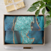 Papier de soie paillettes or bleu sarcelle (Cadeau)
