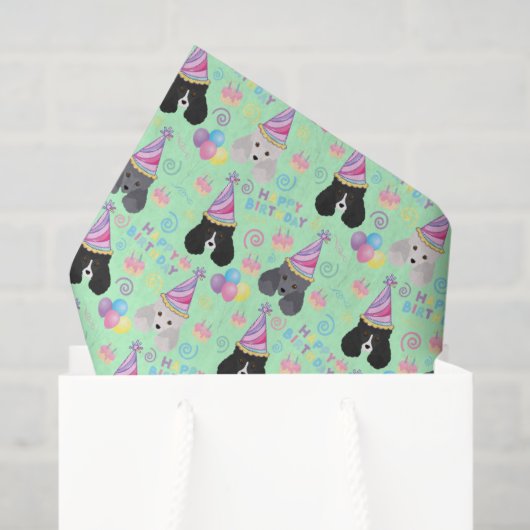 Papier de soie Parti Poodle couleur vert (Sac cadeau)