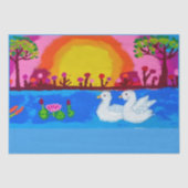 Papier de soie paysage de cygnes (Recto)