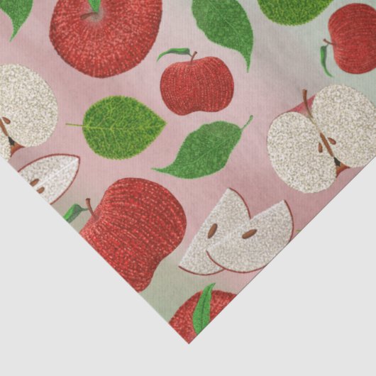 Papier de soie Pomme Rouge, Impression de pomme mi (Détail)