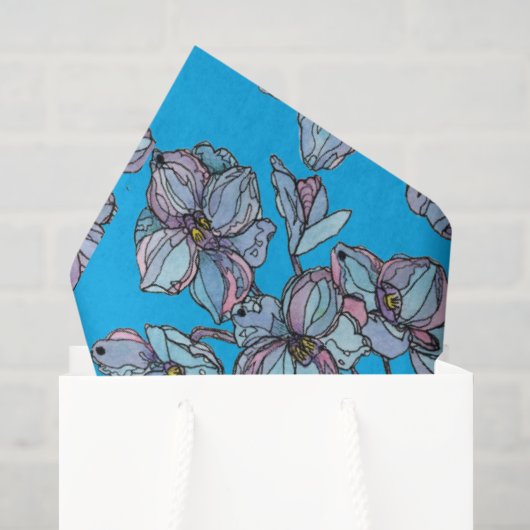Papier de soie pour fête - Delphiniums abstraits (Sac cadeau)