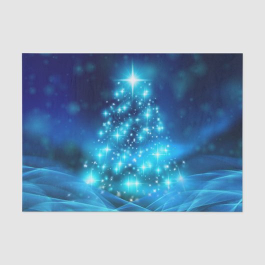 Papier de soie pour sapin de Noël bleu éthéré (Recto)