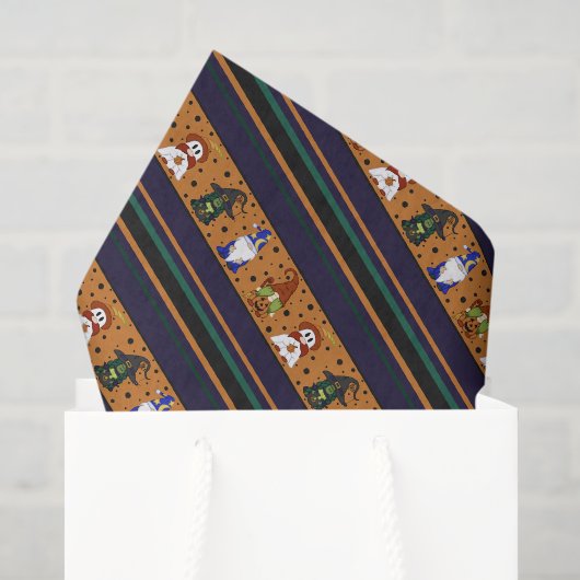 Papier de soie rayé Gnome-o-Ween (petit) (Sac cadeau)