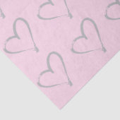 Papier de soie rose blush à coeurs fantaisistes (Détail)