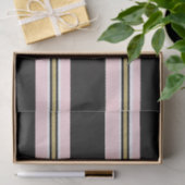 Papier de soie rose et blanc rayure noire or (Cadeau)