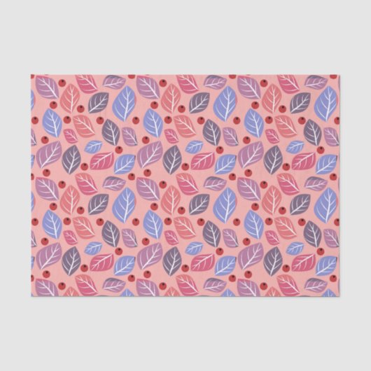 Papier de soie rose feuilles de printemps (Recto)