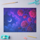 Papier de soie Roses et Clair de Lune (Artisanat)