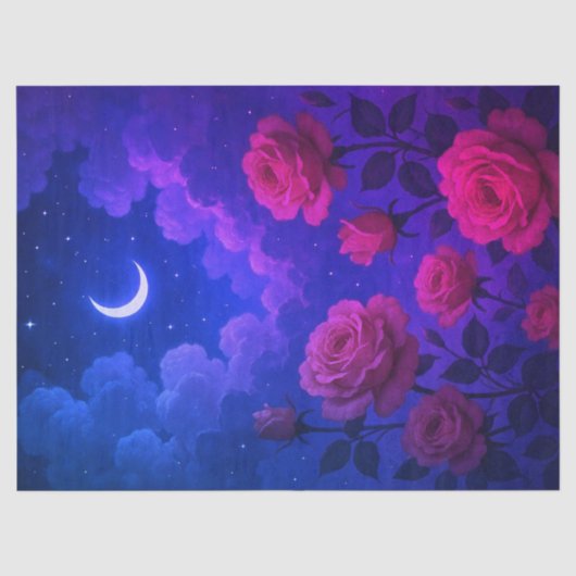 Papier de soie Roses et Clair de Lune (Recto)