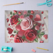 Papier de soie Roses et Cœurs de la Saint-Valentin (Artisanat)