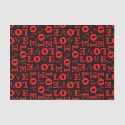 Papier de soie rouge et noir LOVE (Recto)