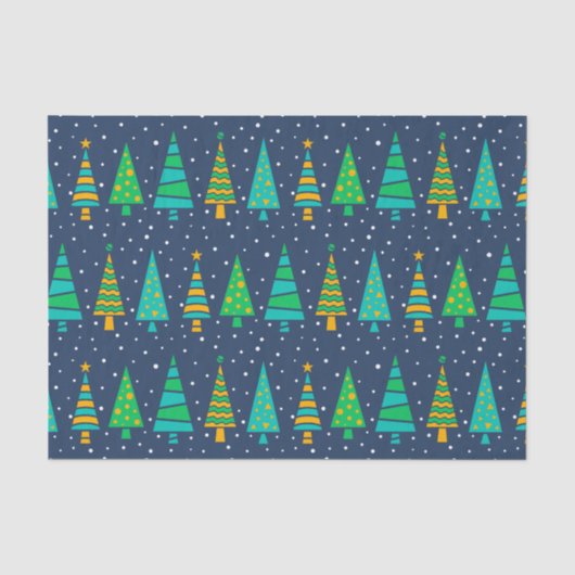 Papier de soie sapins enneigés (Recto)