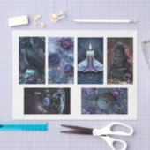 Papier de soie thème gothique violet 6 images (Artisanat)