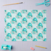 Papier de soie turquoise série florale design 3 (Artisanat)