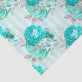 Papier de soie turquoise série florale design 3 (Détail)